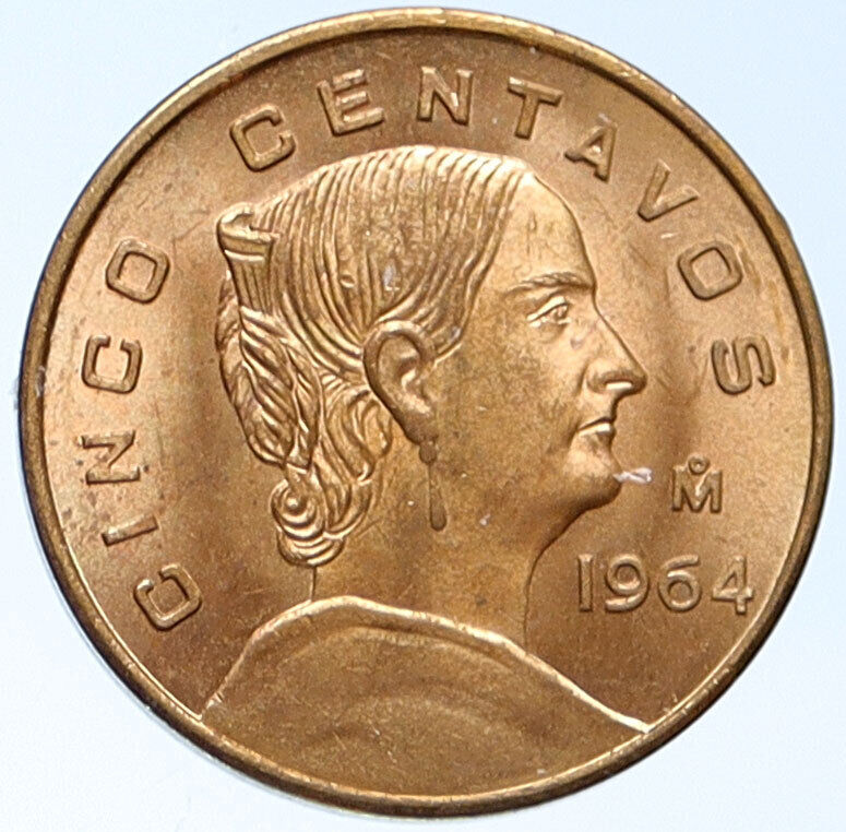 1964 MoM MEXICO Eagle Josefa Ortiz de Dominguez Mexican 5 Centavos Coin i115317