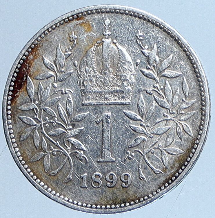1899 AUSTRIA w KING FRANZ JOSEPH I Eagle ANTIQUE OLD Silver Corona Coin i113665