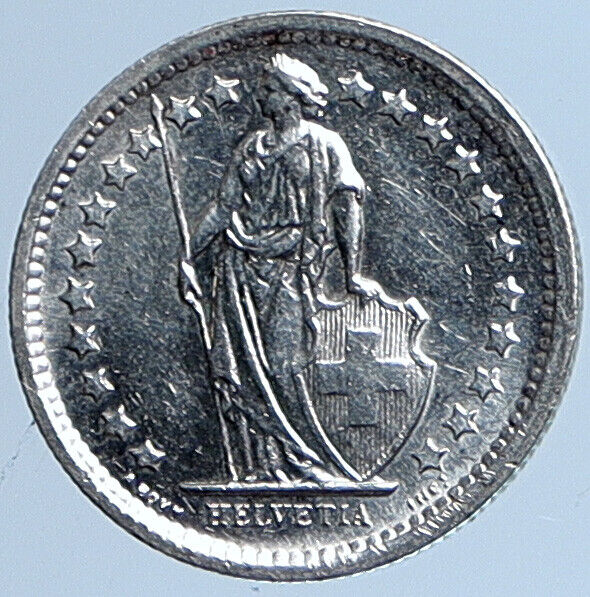 1965 B SWITZERLAND HELVETIA Symbolize SWISS Nation SILVER 1/2 Franc Coin i113664