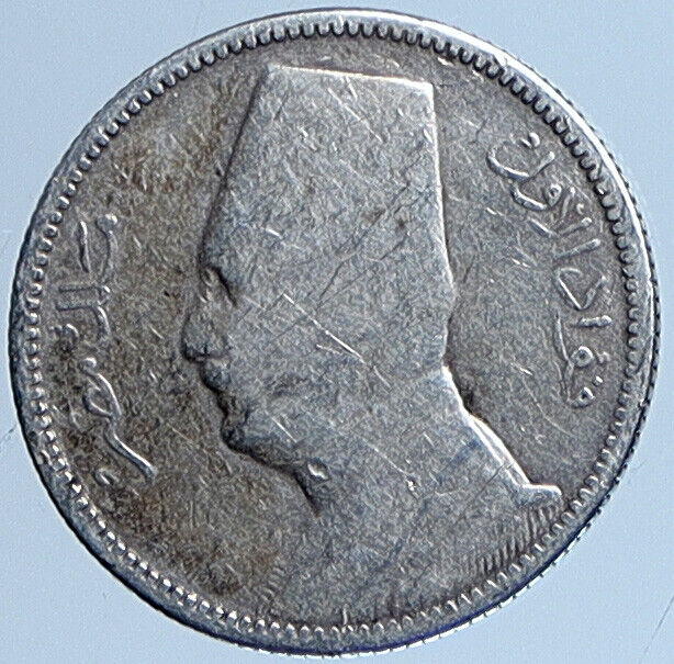 1929 1348AH EGYPT with King Fu ad I Vintage Silver 2 Piastres Coin i113674