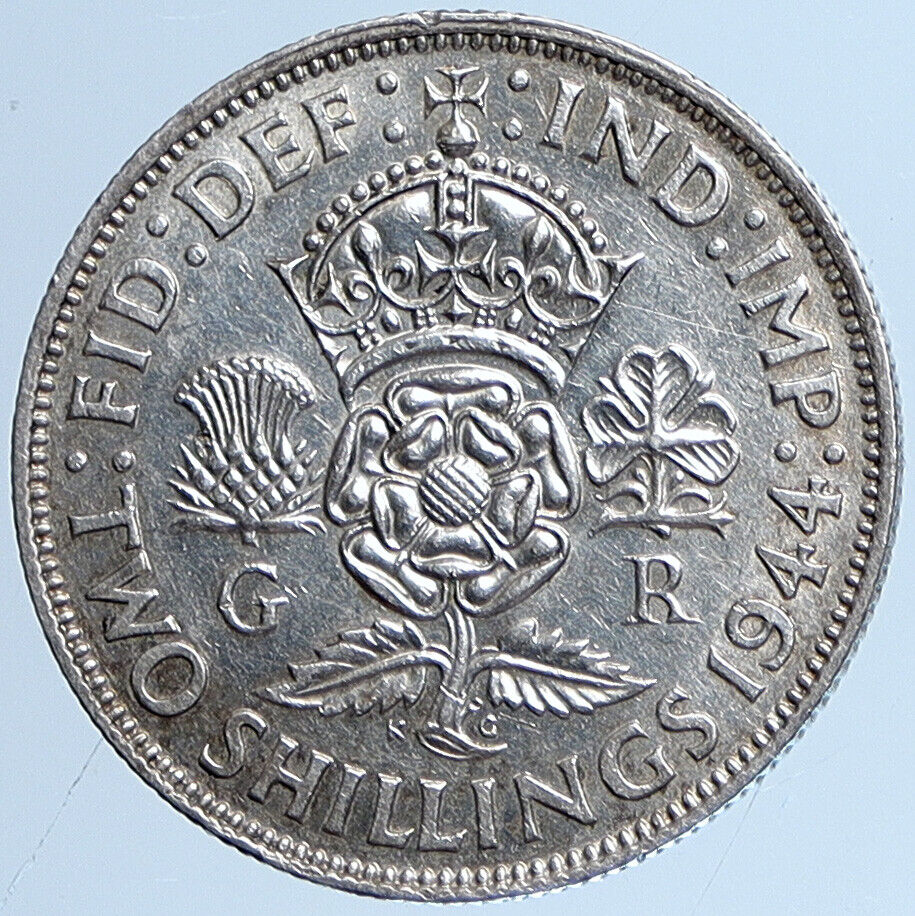 1944 United Kingdom UK Great Britain GEORGE VI Crown Silver Florin Coin i113673