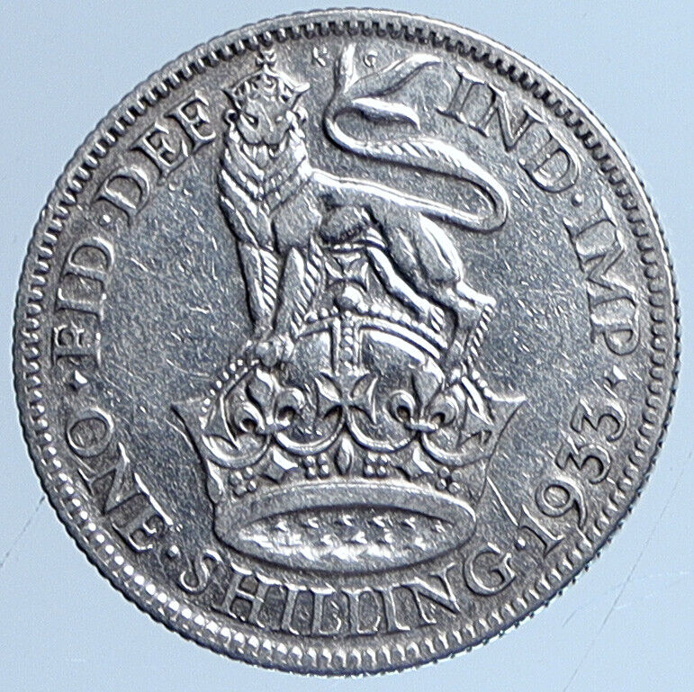 1933 United Kingdom UK Great Britain GEORGE V Lion Silver Shilling Coin i113638