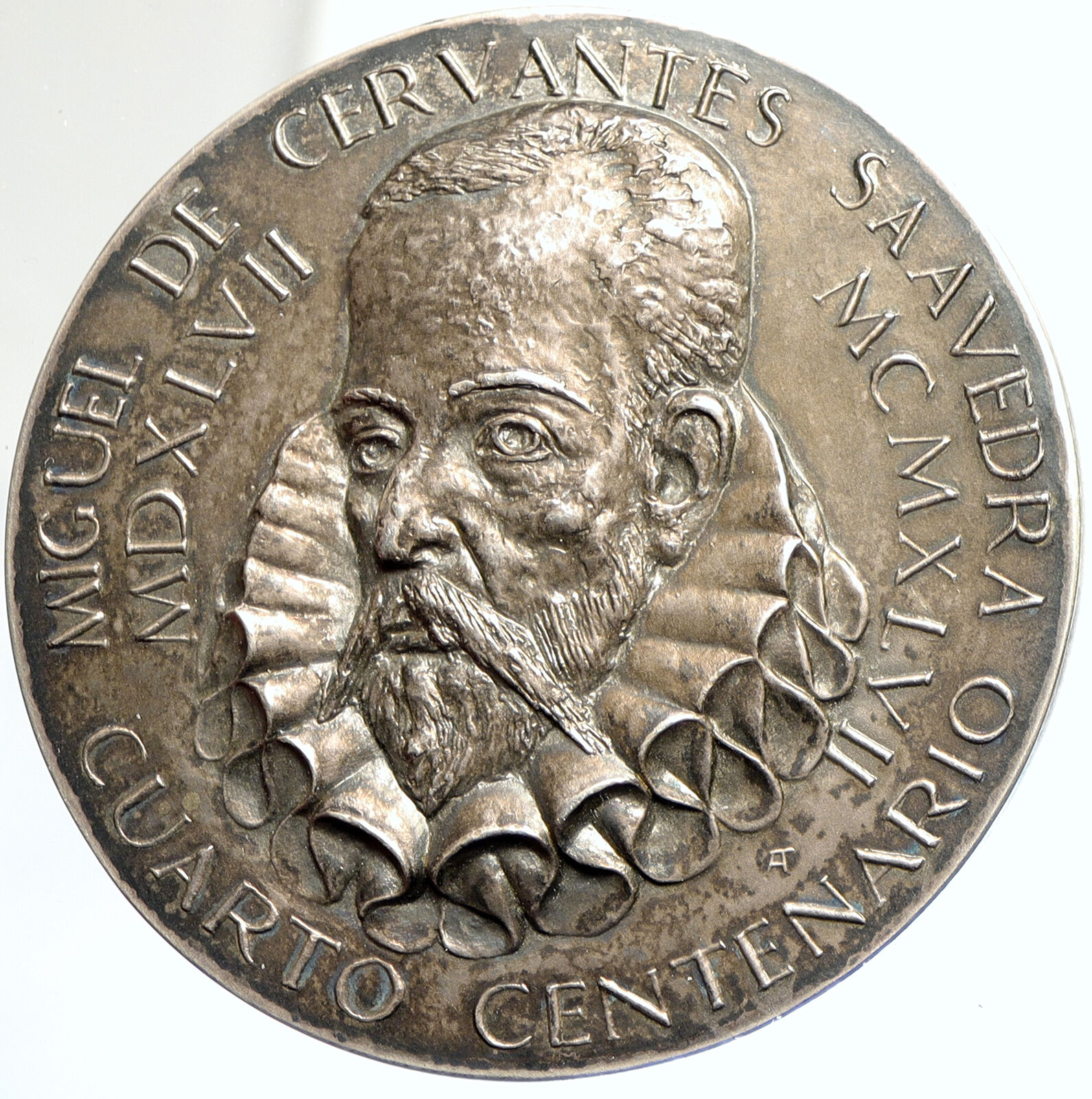 1947 SPAIN Don Quixote of La Mancha 400 Years Cervantes Old Silver Medal i112290