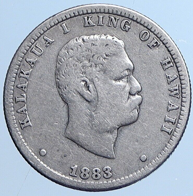 1883 UNITED STATES Hawaii Kalakaua I ANTIQUE Silver Quarter 25 Cent Coin i113810