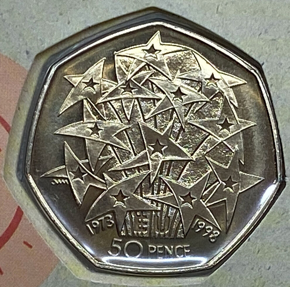 1998 UK Great Britain QUEEN ELIZABETH II European Union EU 50 PENCE Coin i114446