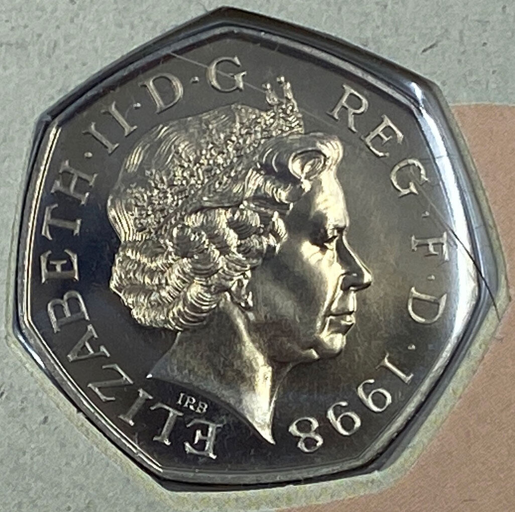 1998 UK Great Britain QUEEN ELIZABETH II European Union EU 50 PENCE Coin i114446