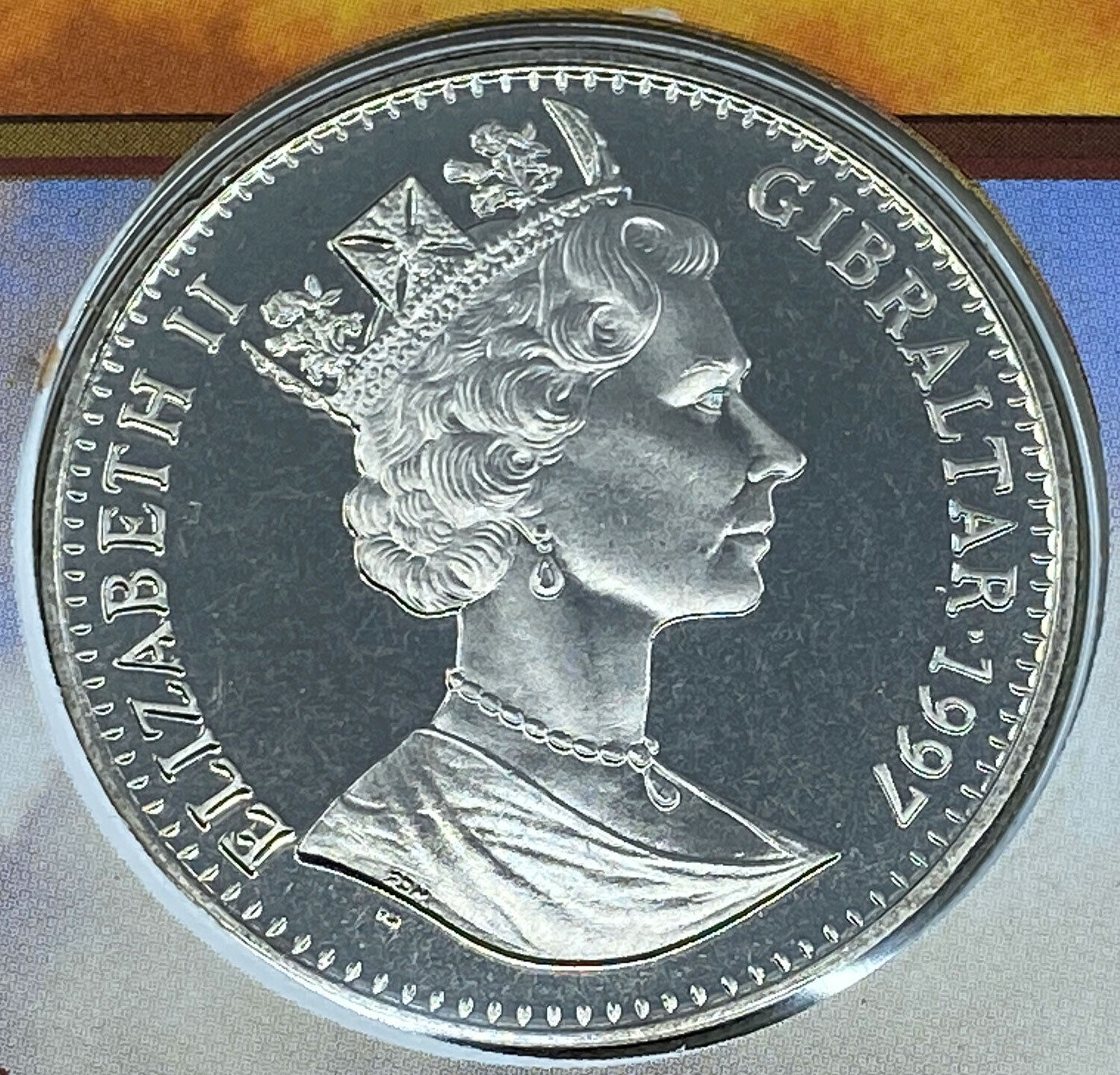 1997 GIBRALTAR Queen Elizabeth II OLD Proof Crown Coin i114445