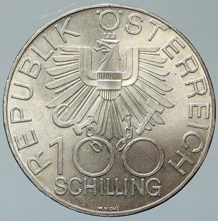 1979 AUSTRIA Inn District Buildings VINTAGE Silver 100 Schilling Coin i111976