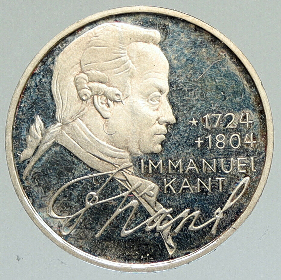 1974 D GERMANY Immanuel Kant Philosopher Proof Silver German 5 Mark Coin i111945