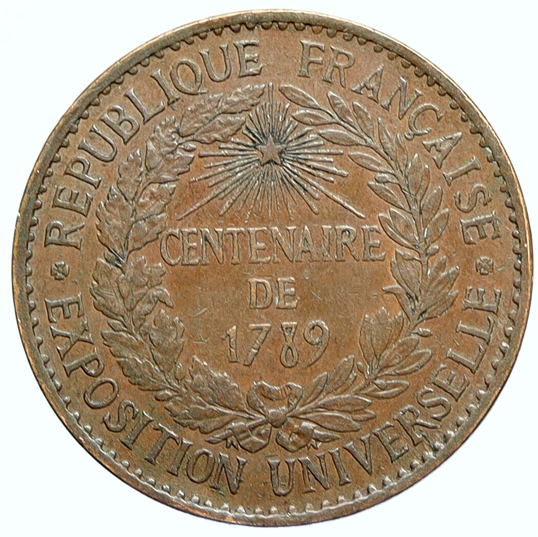 1889 FRANCE Paris World's Fair Expo LIBERTY Antique Vintage FRENCH Medal i111950