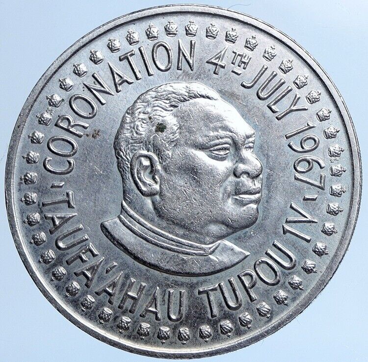 1967 TONGA King Tupou IV Coronation 4th of July Old 2 Pa'anga Coin i113985