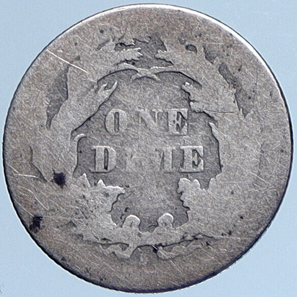 1875 S UNITED STATES US Silver SEATED LIBERTY Vintage Antique Dime Coin i113939