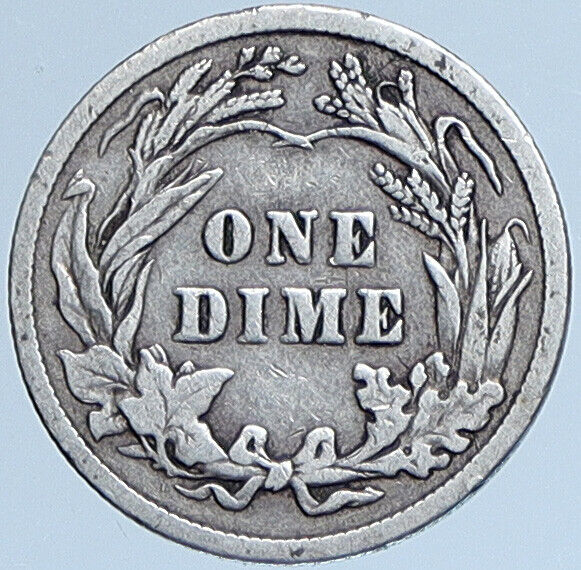 1907 P UNITED STATES US Silver LIBERTY Barber Vintage ANTIQUE DIME Coin i113938