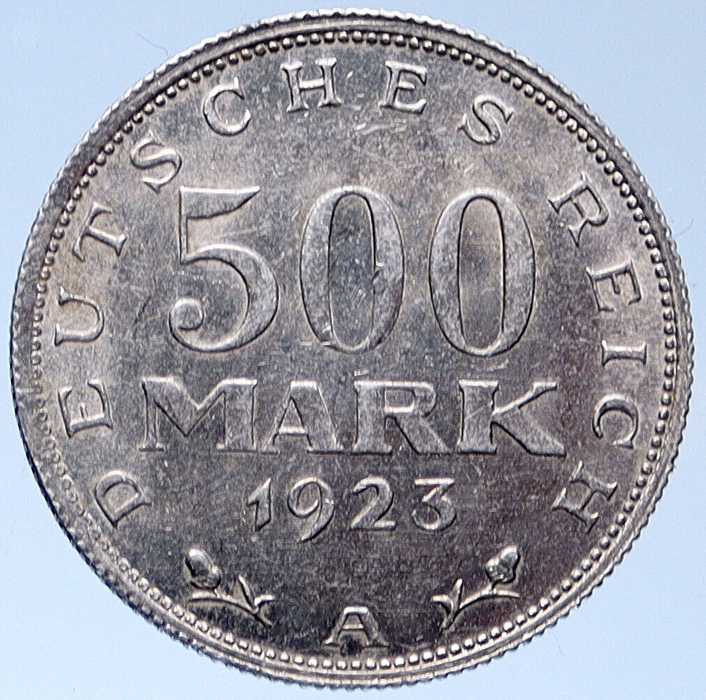 1923 GERMANY Weimar Republic Eagle Aluminum ANTIQUE Old 500 Mark Coin i115354