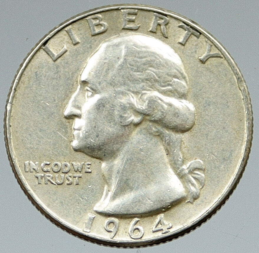 1964 P UNITED STATES USA President Washington OLD Silver Quarter Coin i116393