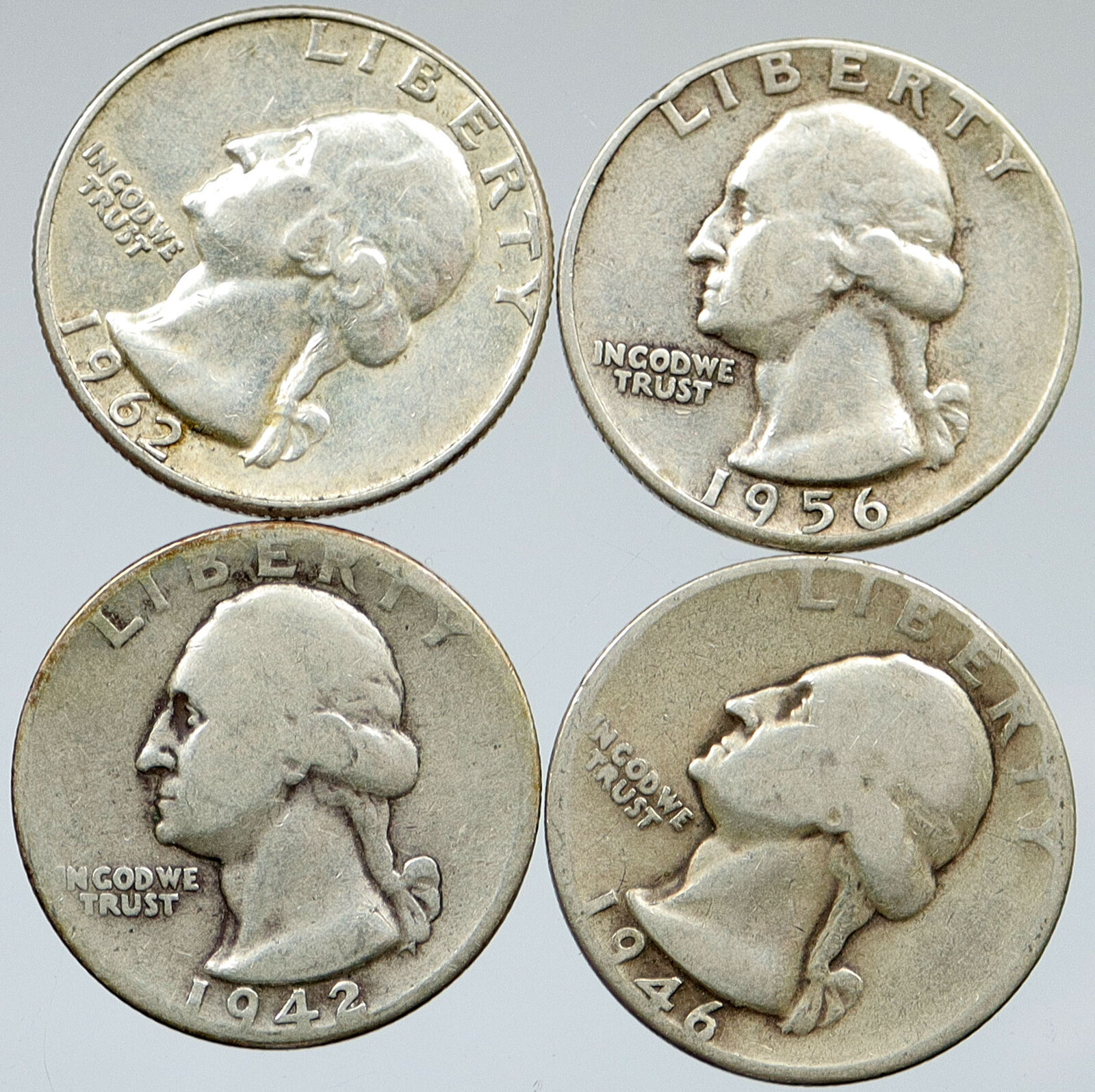 UNITED STATES USA Washington Silver Group Lot of 4 Quarters Coins GIFT i116383