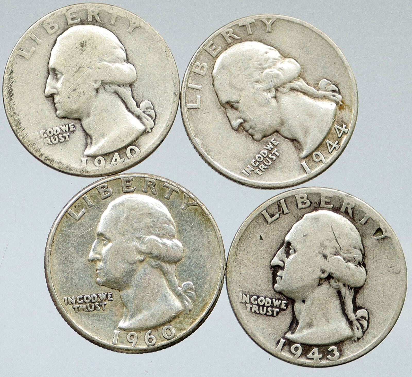 UNITED STATES USA Washington Silver Group Lot of 4 Quarters Coins GIFT i116380