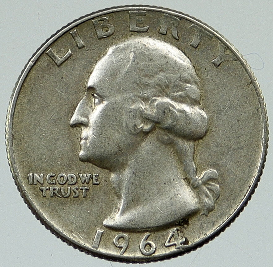 1964 D UNITED STATES US President Washington VINTAGE Silver Quarter Coin i116404