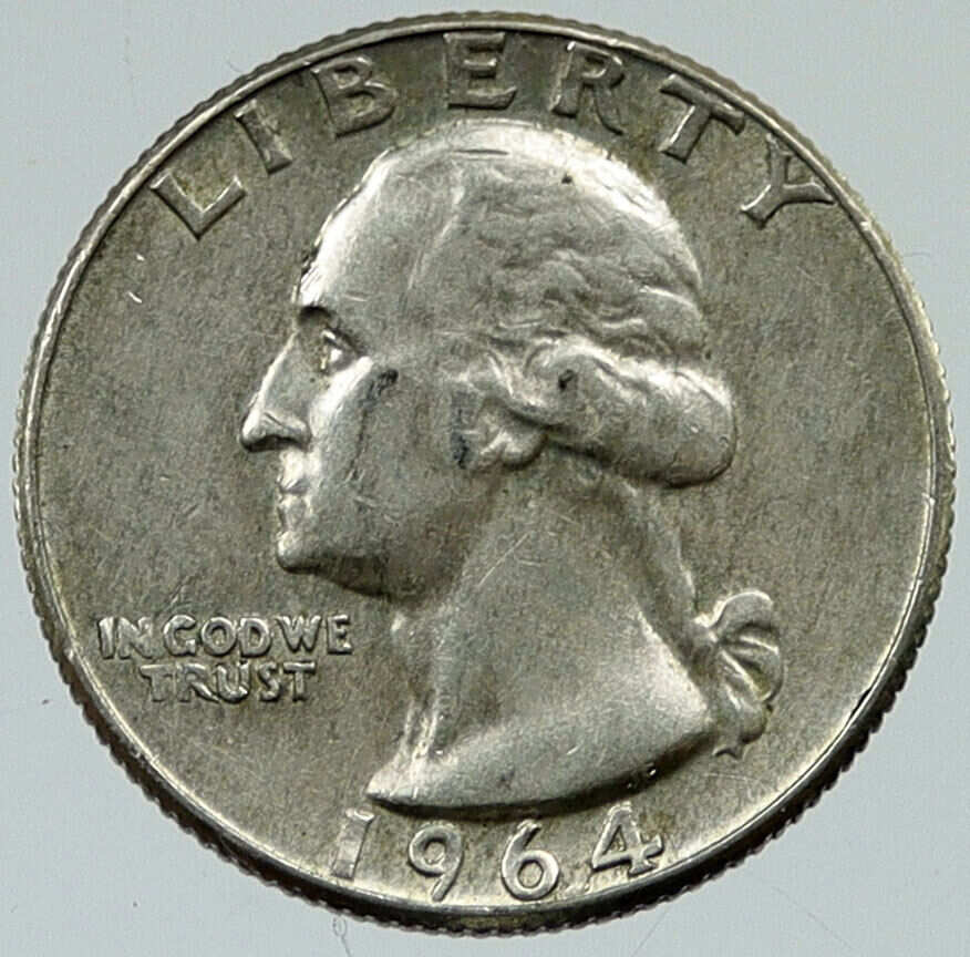 1964 D UNITED STATES US President Washington VINTAGE Silver Quarter Coin i116412