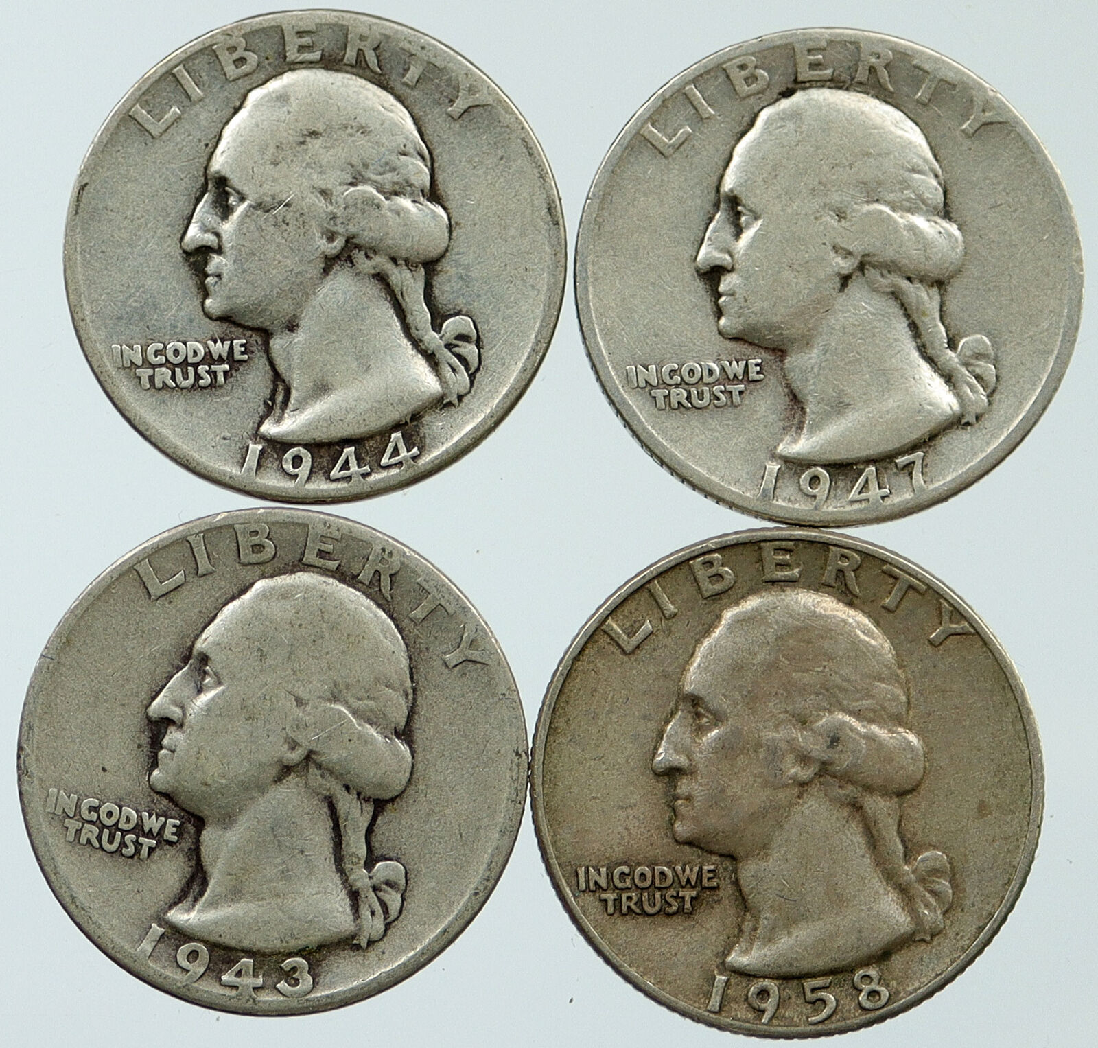 UNITED STATES USA President Washington Silver Lot of 4 Quarters Coins i116243