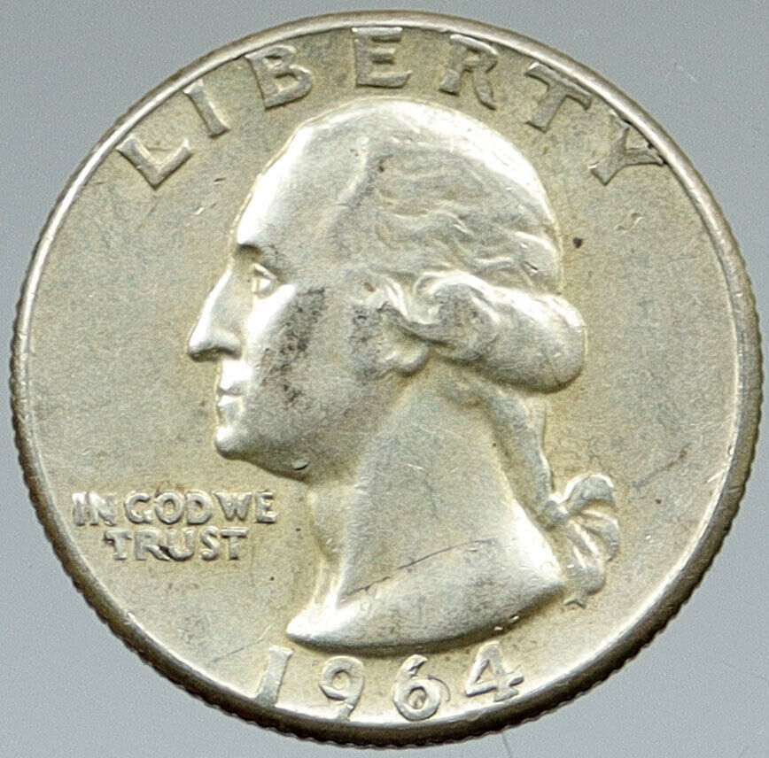 1964 P UNITED STATES USA President Washington OLD Silver Quarter Coin i116396