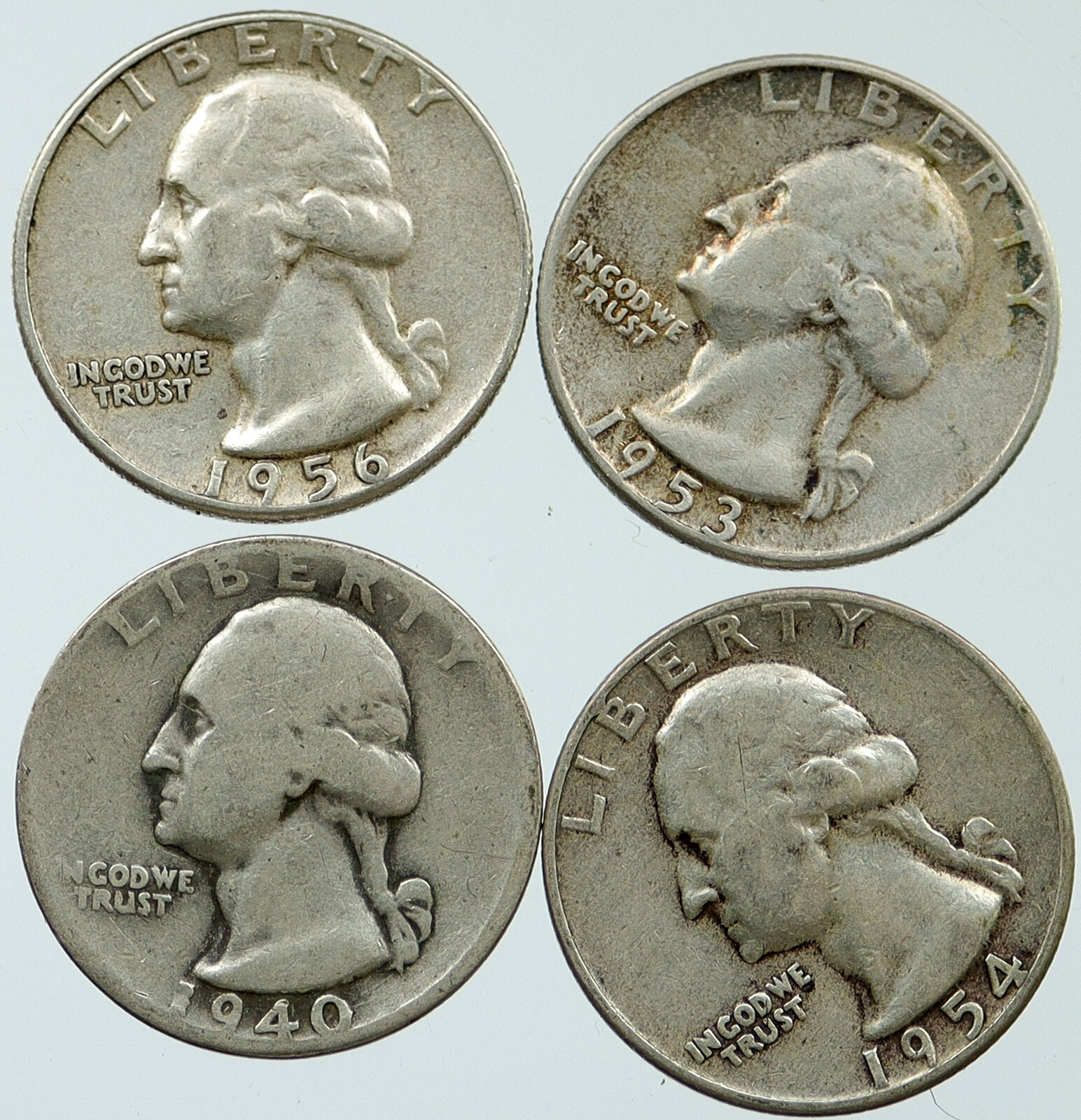 UNITED STATES USA President Washington Silver Lot of 4 Quarters Coins i116256
