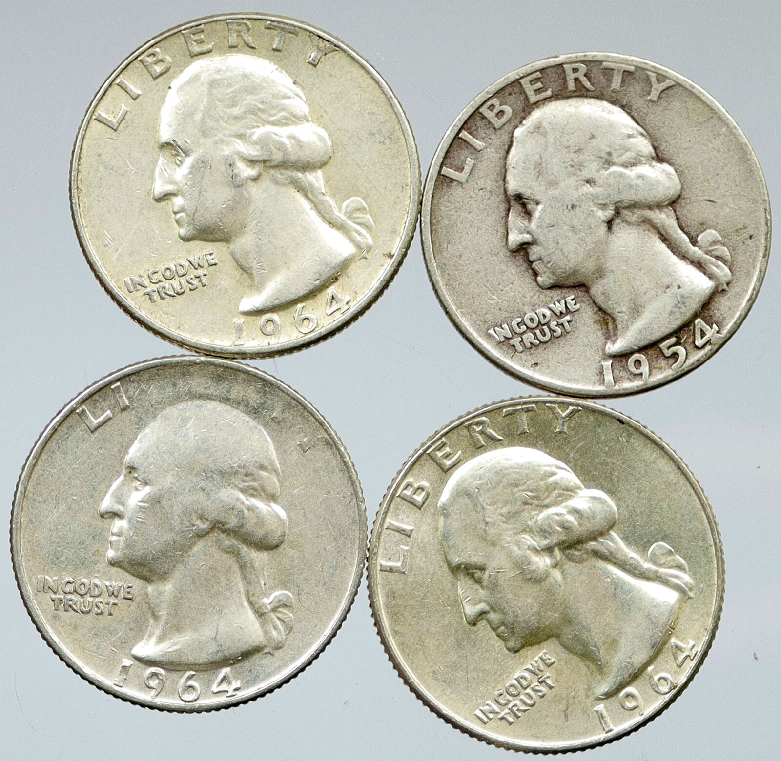 UNITED STATES USA Washington Silver Group Lot of 4 Quarters Coins GIFT i116382