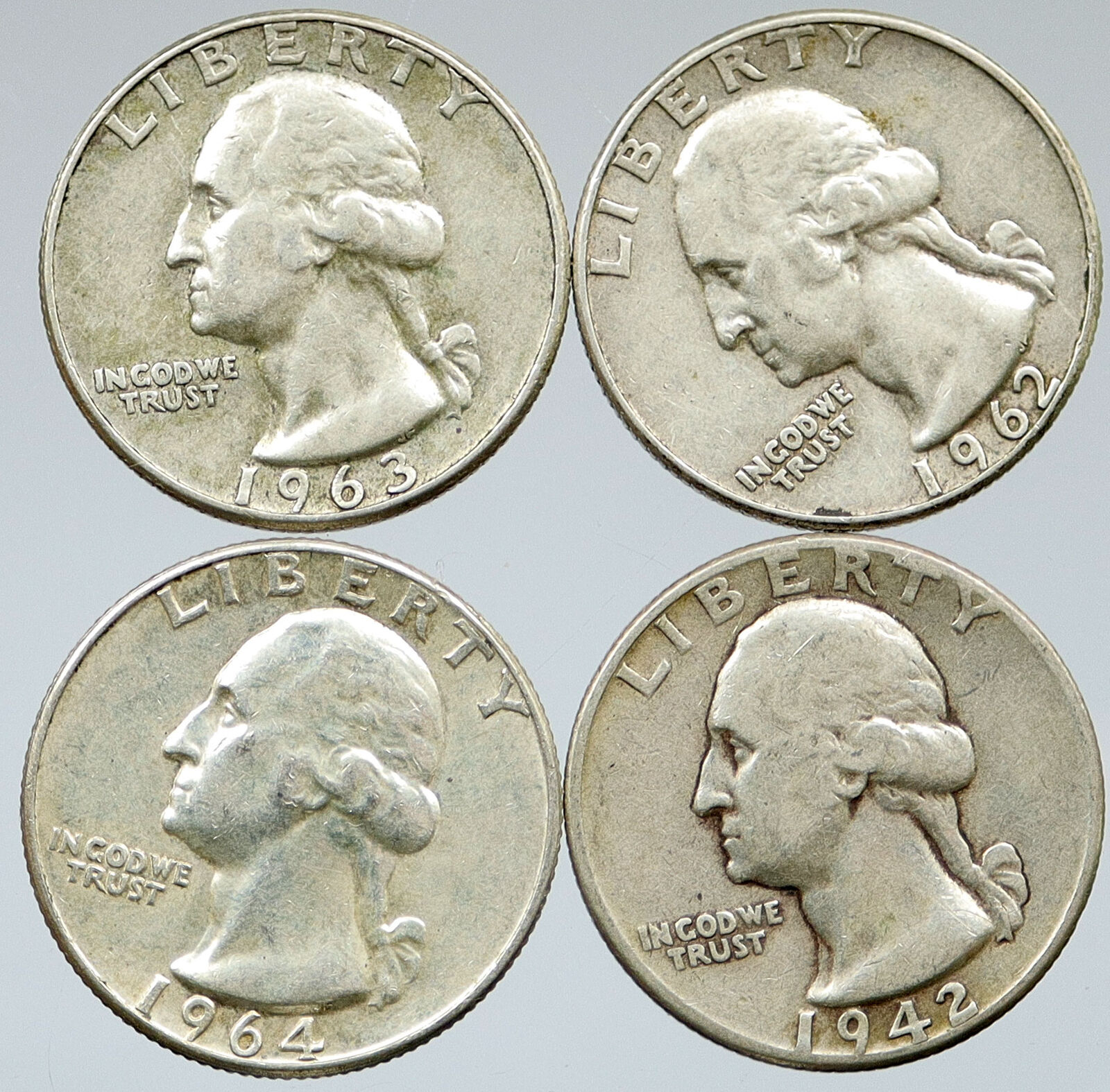 UNITED STATES USA Washington Silver Group Lot of 4 Quarters Coins GIFT i116379