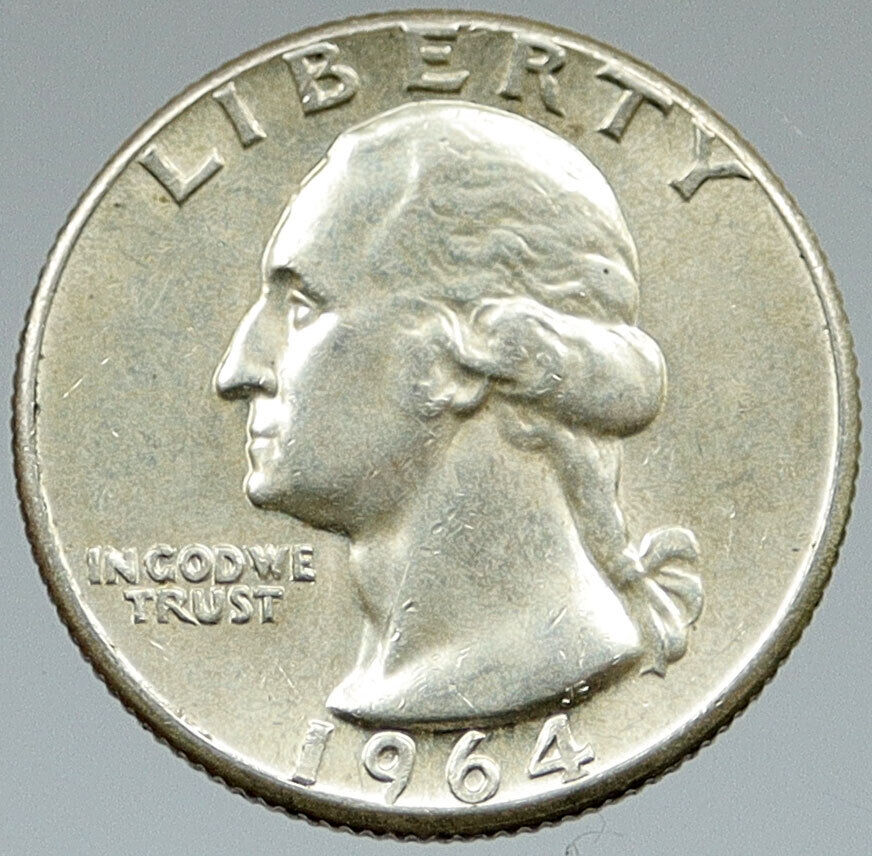 1964 P UNITED STATES USA President Washington OLD Silver Quarter Coin i116399