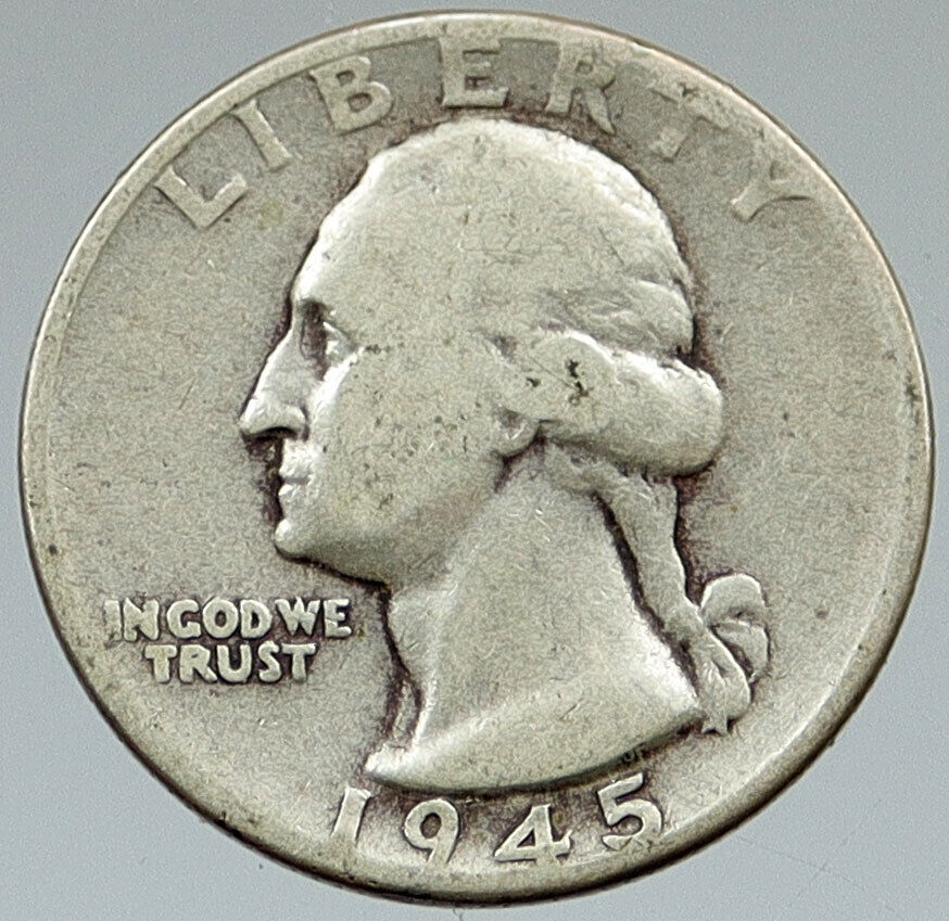 1945 P UNITED STATES USA President Washington OLD Silver Quarter US Coin i116392