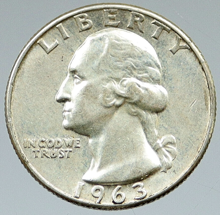 1963 P UNITED STATES US President Washington VINTAGE Silver Quarter Coin i116391