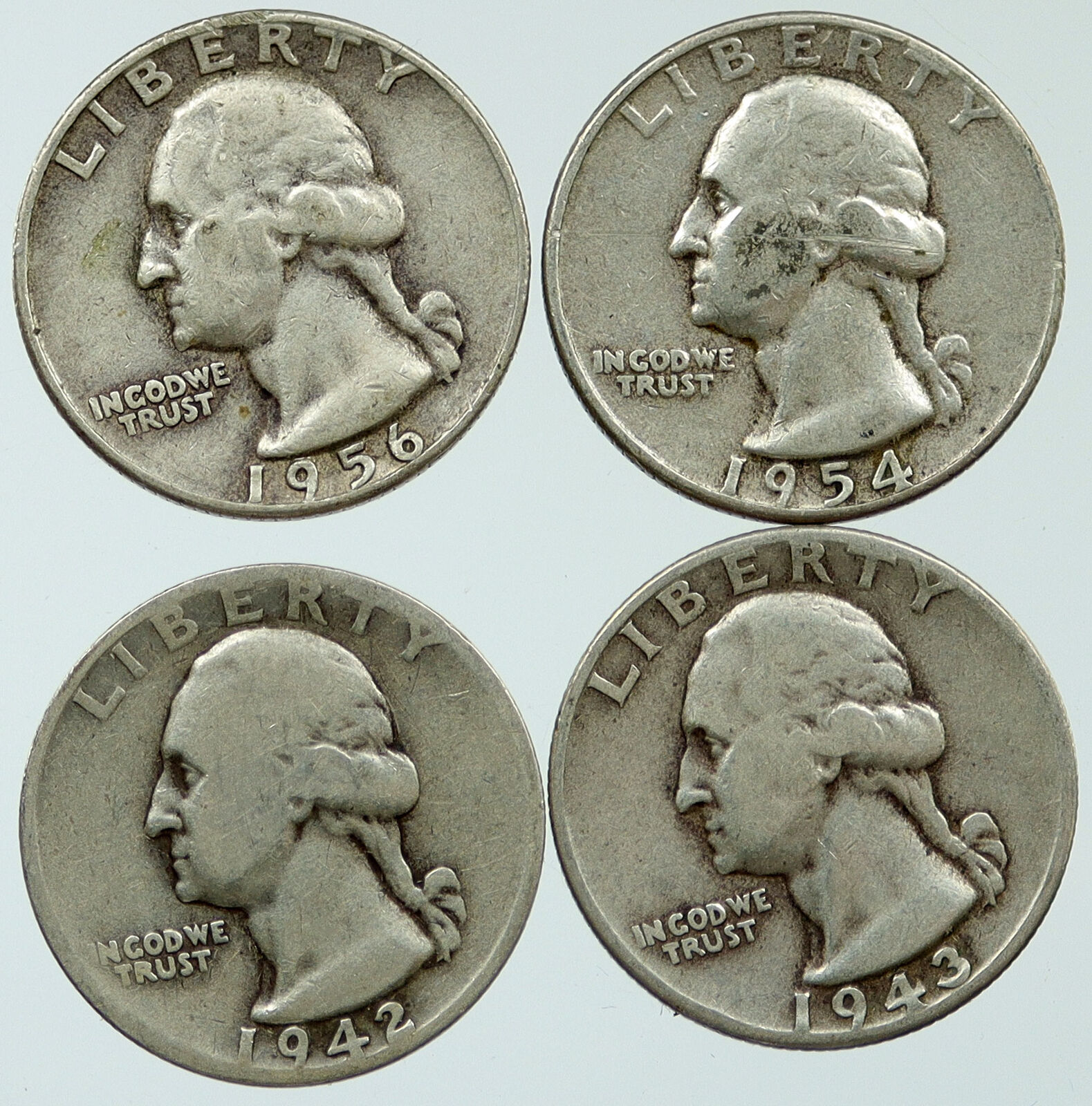 UNITED STATES USA President Washington Silver Lot of 4 Quarters Coins i116236