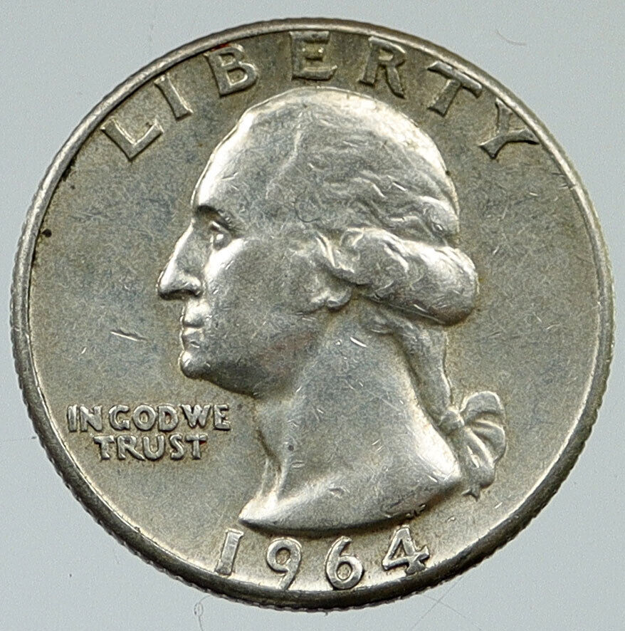 1964 P UNITED STATES USA President Washington OLD Silver Quarter Coin i116418