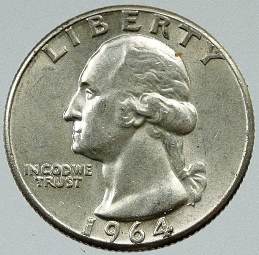 1964 P UNITED STATES USA President Washington OLD Silver Quarter Coin i116416