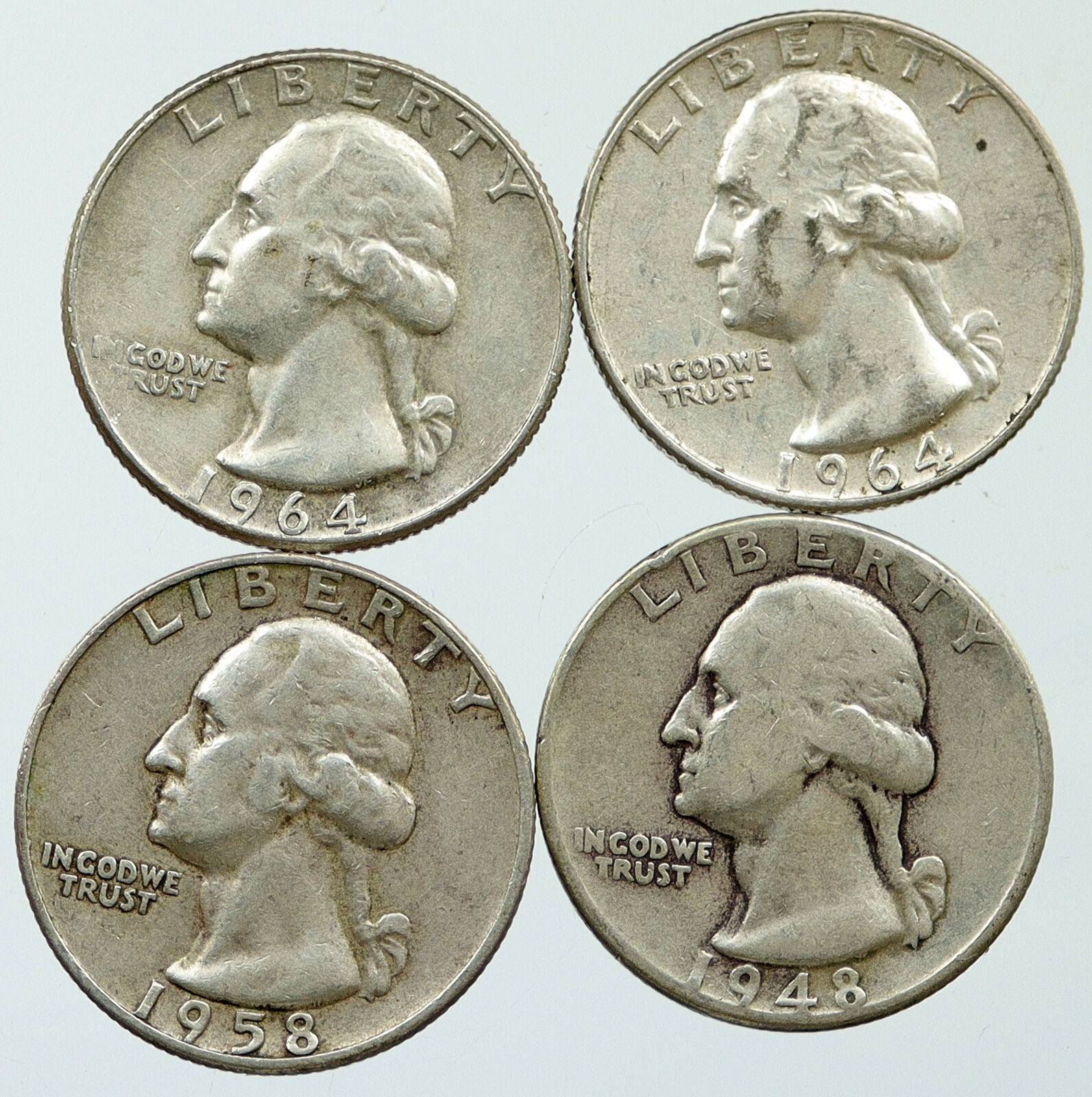 UNITED STATES USA Washington Group Lot of 4 Silver Quarters Coins GIFT i116337