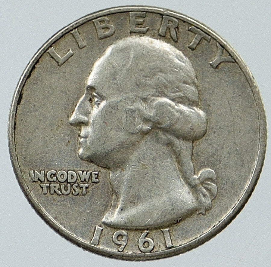 1961 D UNITED STATES USA President Washington OLD Silver Quarter Coin i116354