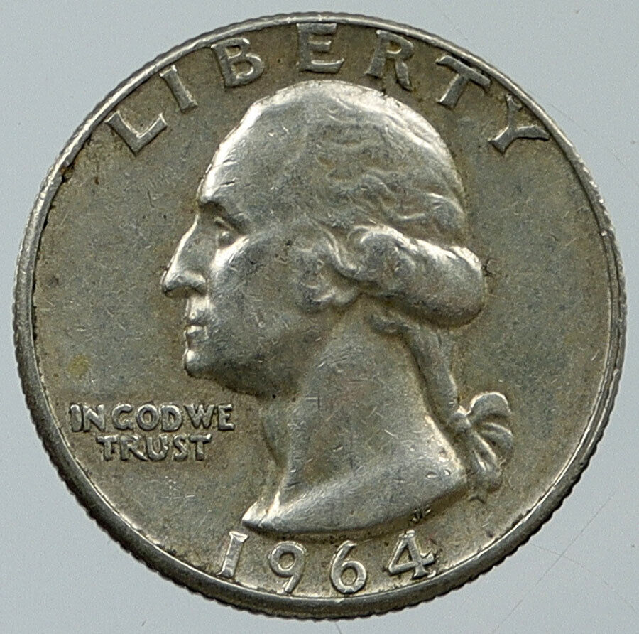 1964 P UNITED STATES USA President Washington OLD Silver Quarter Coin i116349