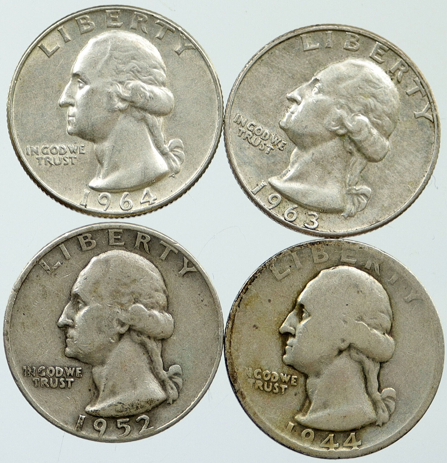 UNITED STATES USA Washington Group Lot of 4 Silver Quarters Coins GIFT i116334