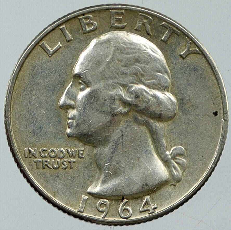 1964 P UNITED STATES USA President Washington OLD Silver Quarter Coin i116347