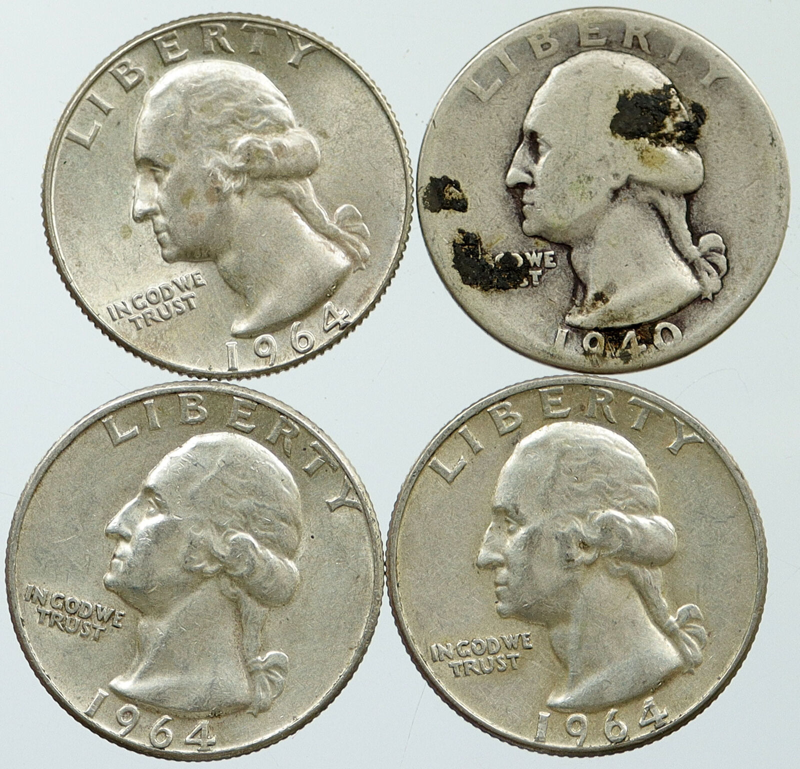 UNITED STATES USA Washington Group Lot of 4 Silver Quarters Coins GIFT i116283