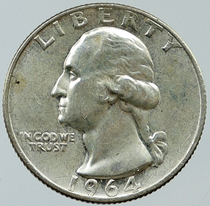 1964 P UNITED STATES USA President Washington OLD Silver Quarter Coin i116346
