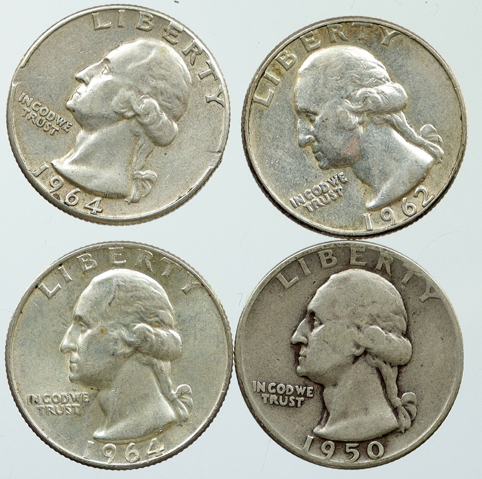 UNITED STATES USA Washington Group Lot of 4 Silver Quarters Coins GIFT i116315