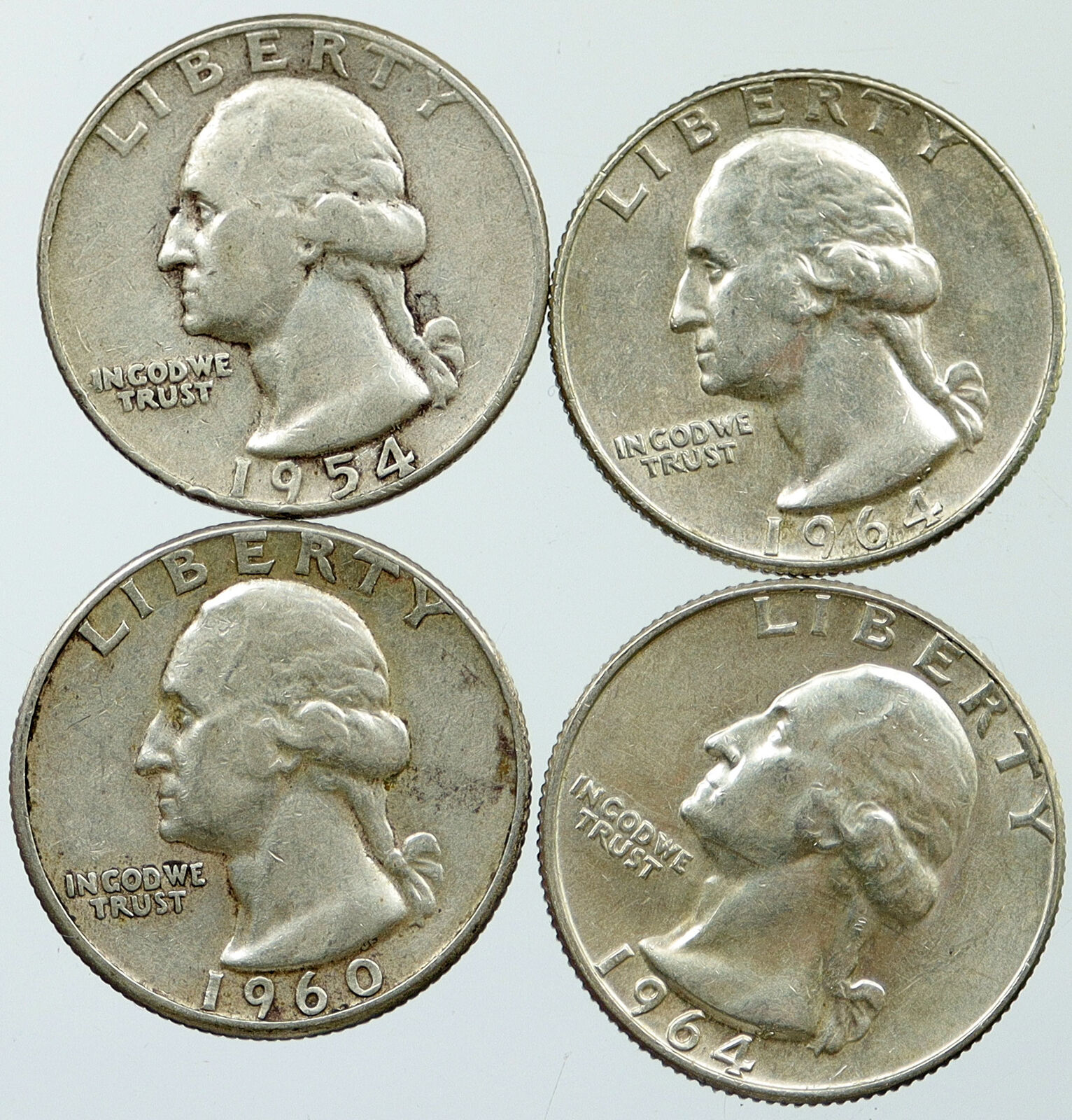 UNITED STATES USA Washington Group Lot of 4 Silver Quarters Coins GIFT i116296