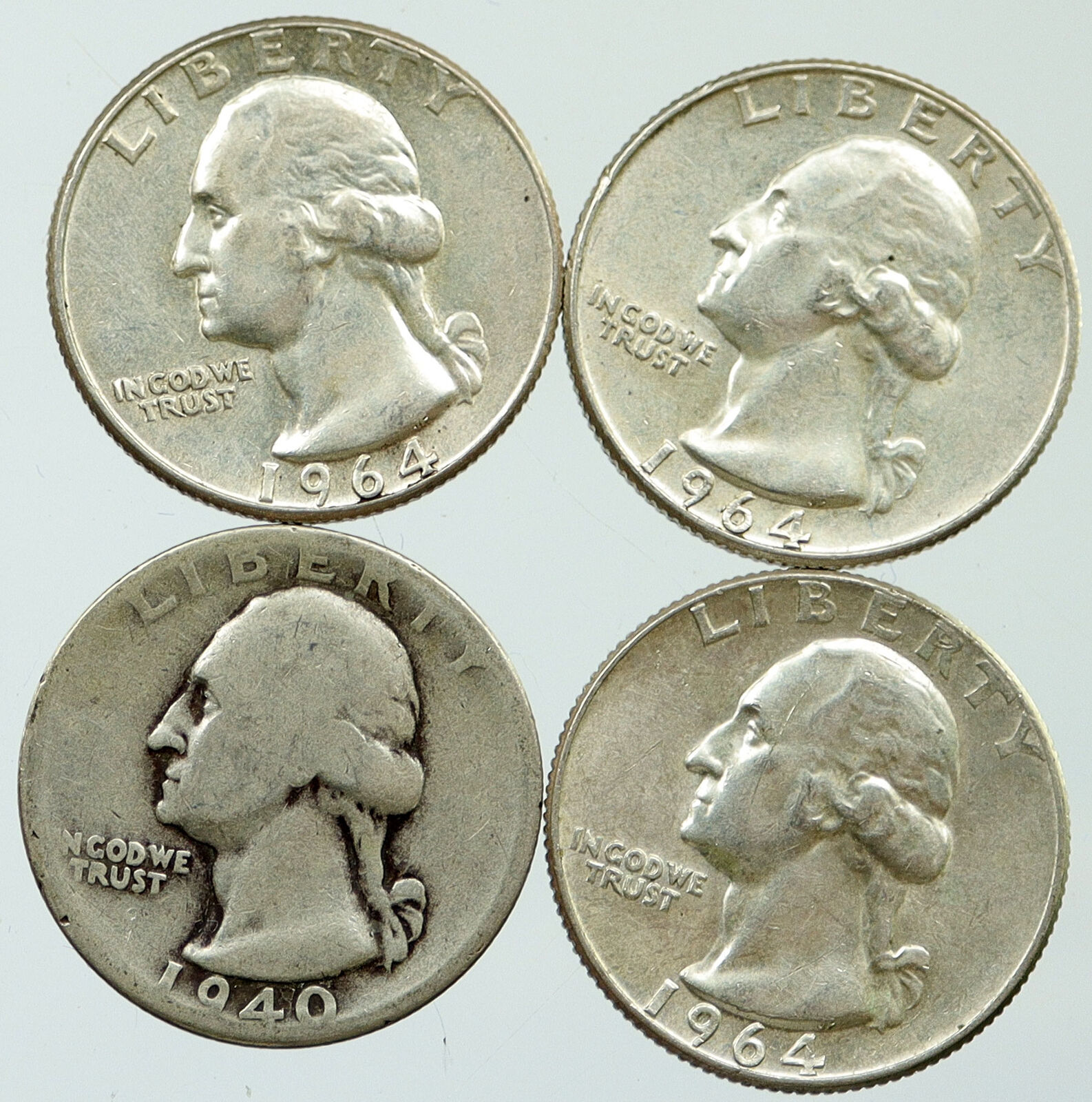 UNITED STATES USA Washington Group Lot of 4 Silver Quarters Coins GIFT i116325