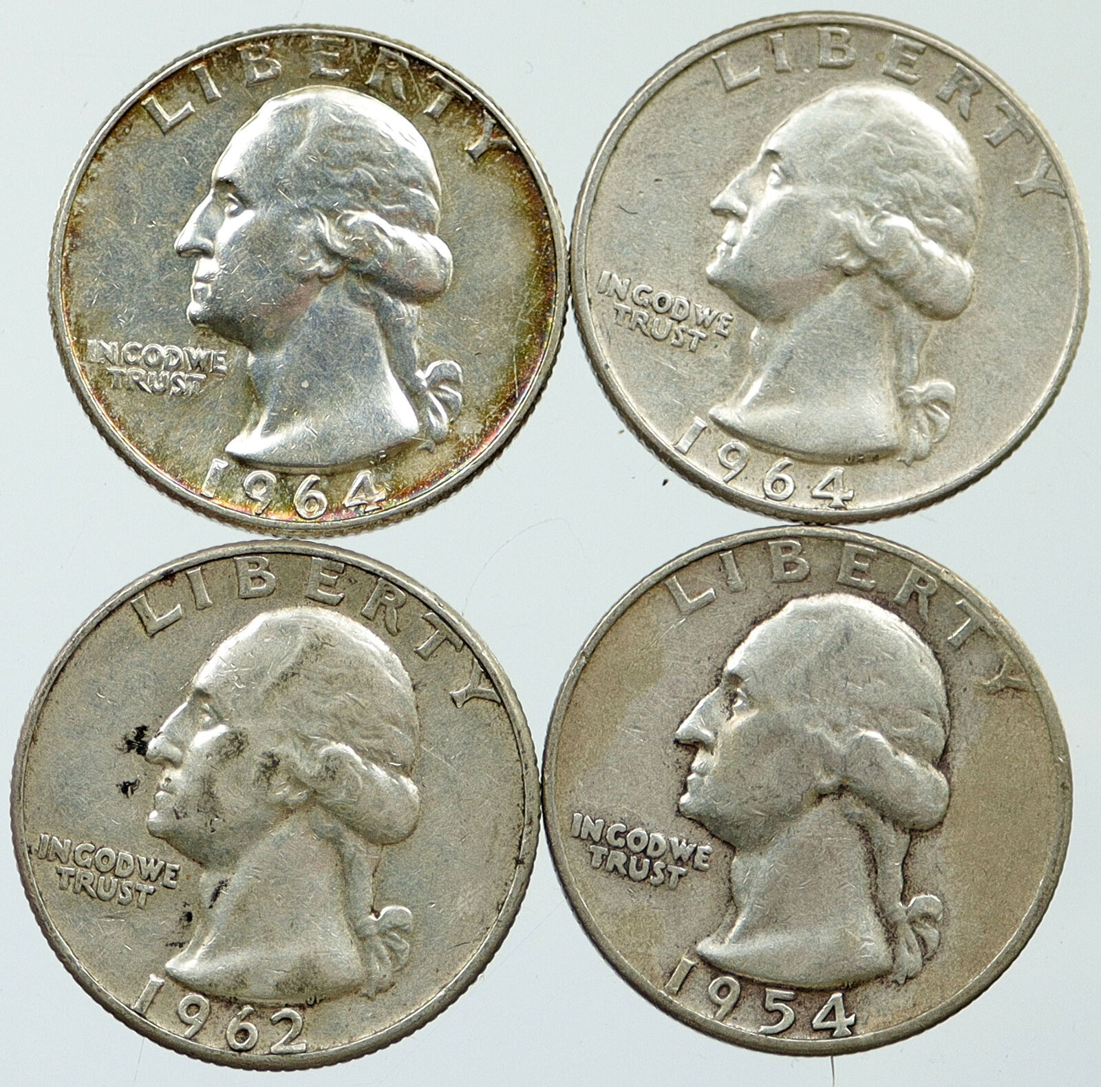 UNITED STATES USA Washington Group Lot of 4 Silver Quarters Coins GIFT i116336