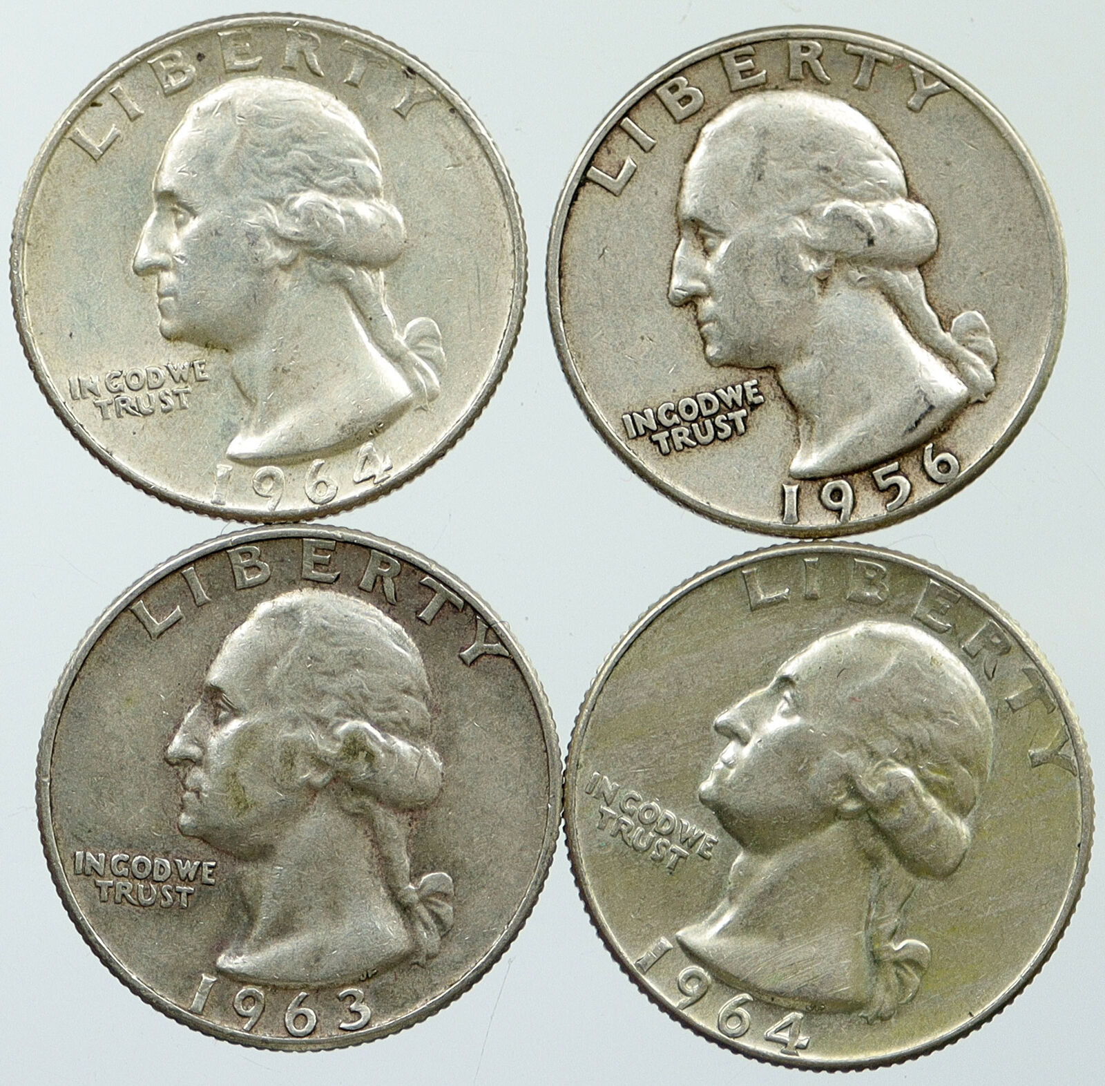 UNITED STATES USA Washington Group Lot of 4 Silver Quarters Coins GIFT i116316