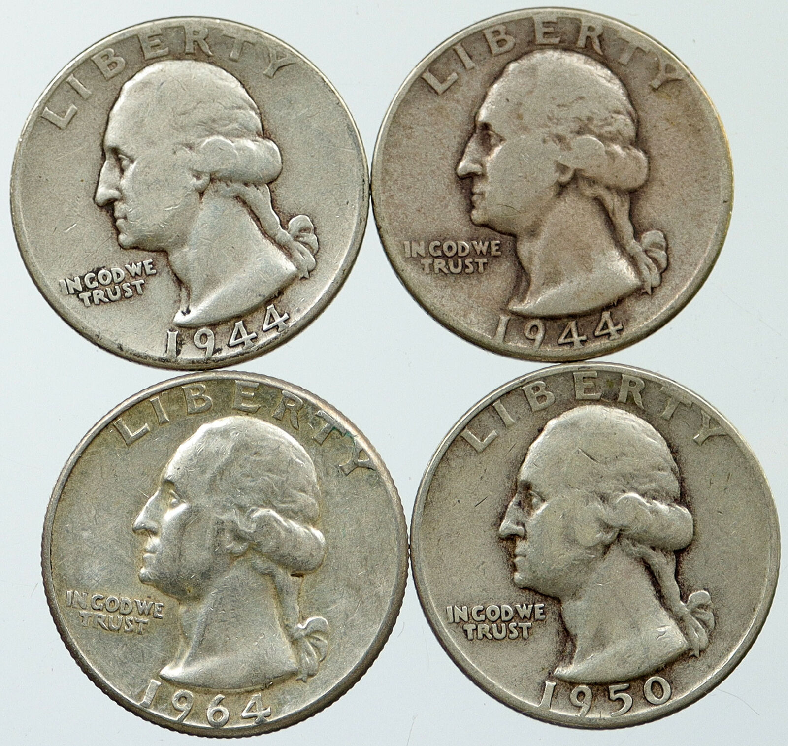 UNITED STATES USA Washington Group Lot of 4 Silver Quarters Coins GIFT i116298