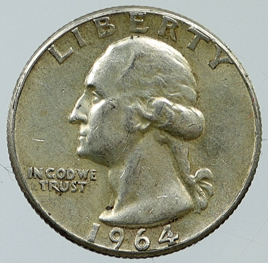 1964 P UNITED STATES USA President Washington OLD Silver Quarter Coin i116352