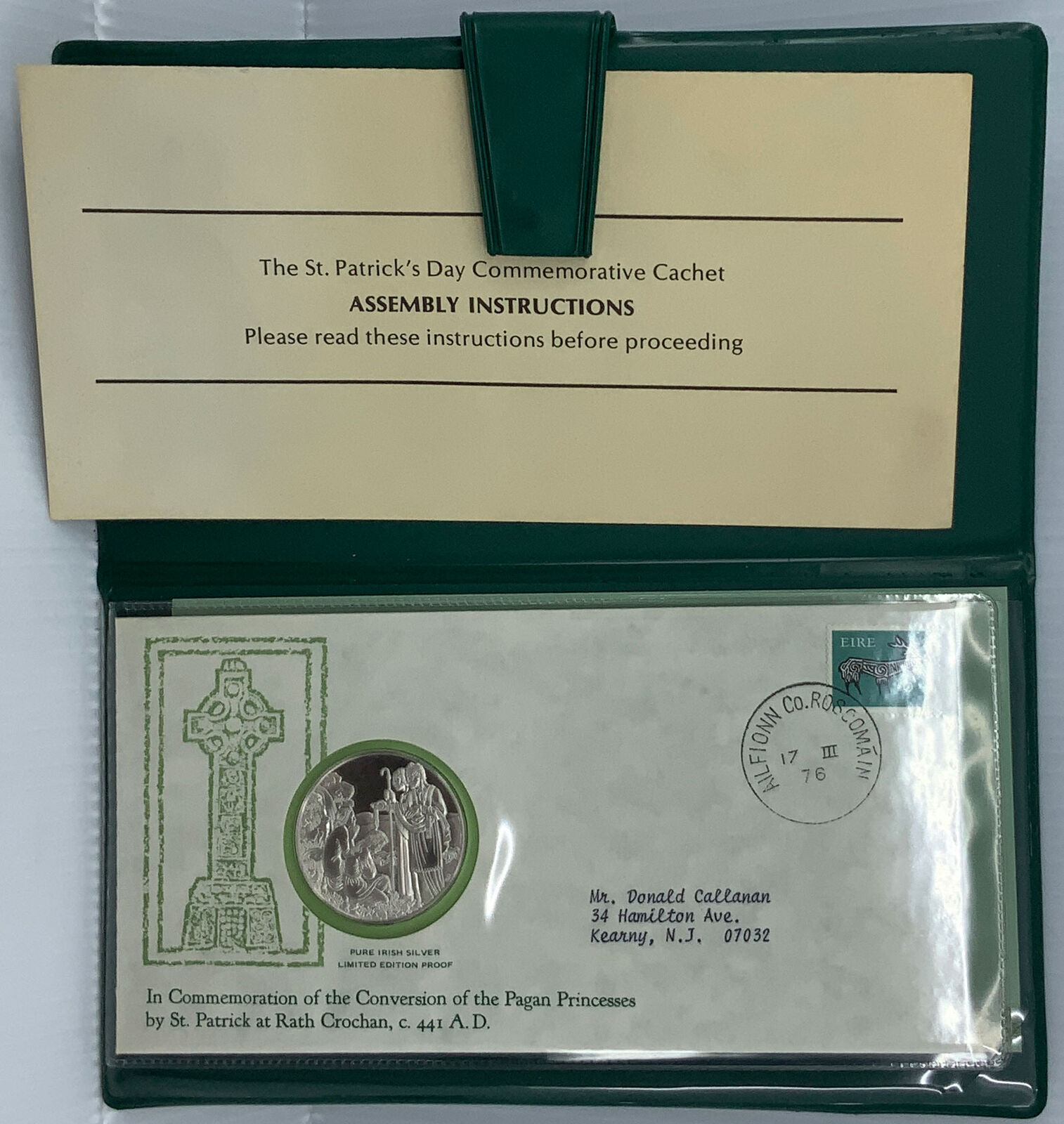 1976 FM IRELAND Saint Patrick Paschal OLD Proof Silver Religious Medal i114728