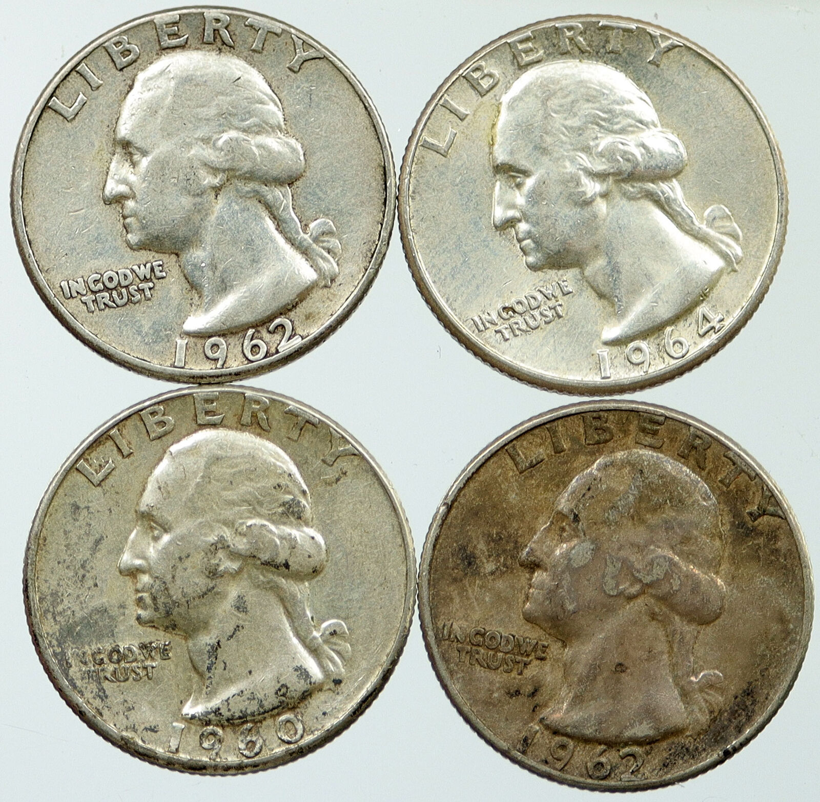 UNITED STATES USA Washington Group Lot of 4 Silver Quarters Coins GIFT i116278